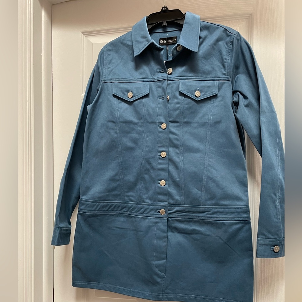Zara Blue Utility Mini Dress. Size L.